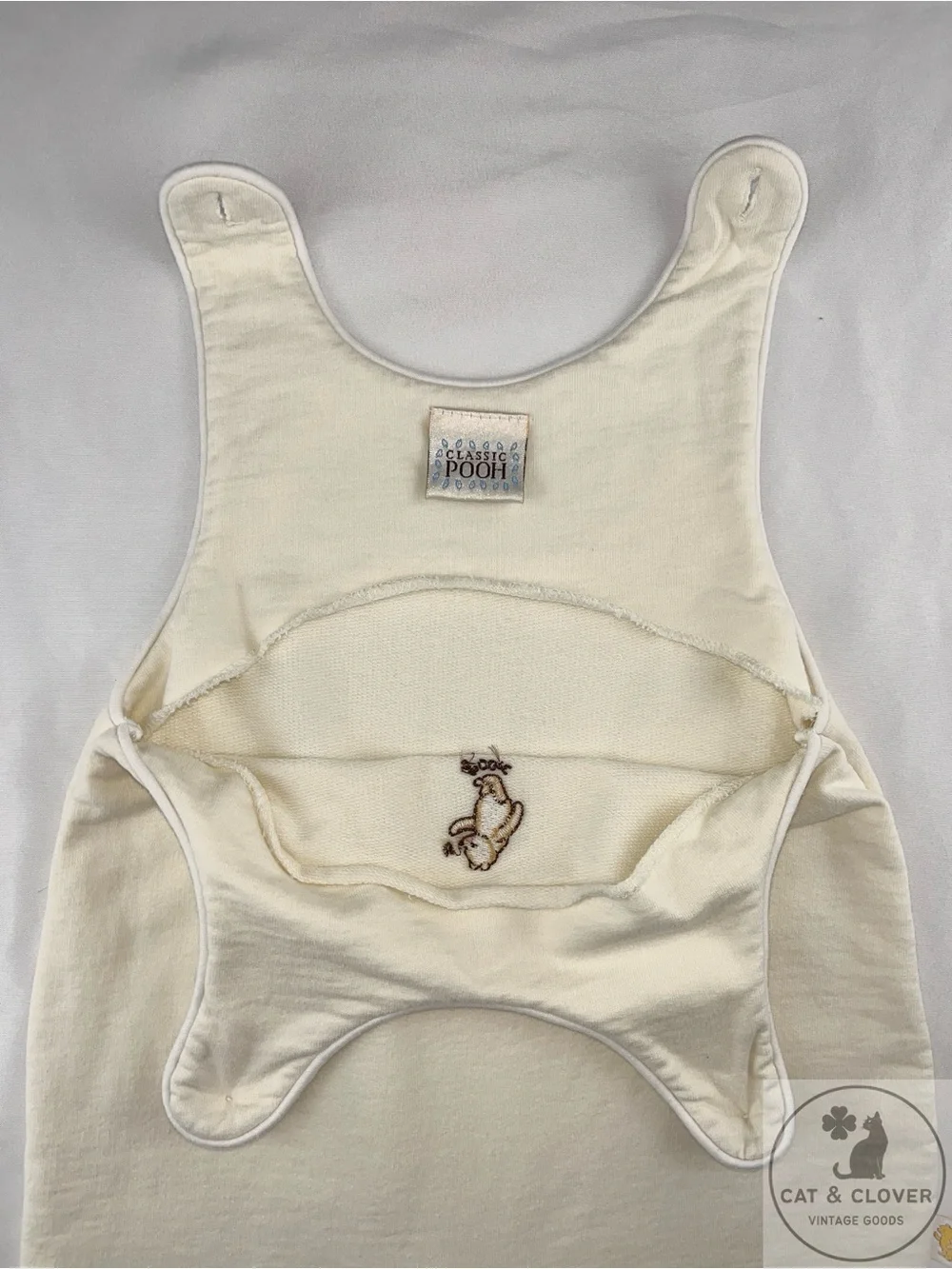 Classic Pooh Vintage Disney Heyman Corp Cream Cotton Embroidered Baby Romper 6M